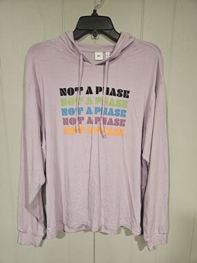 BP Its Not A Phase Graphic Hoodie Womens Small Pullover Sweatshirt Purple NWOT